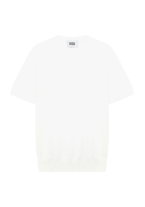 Alpha Studio girocollo in crepe di cotone bianco ALPHA STUDIO | Maglieria | AU-5040C1000